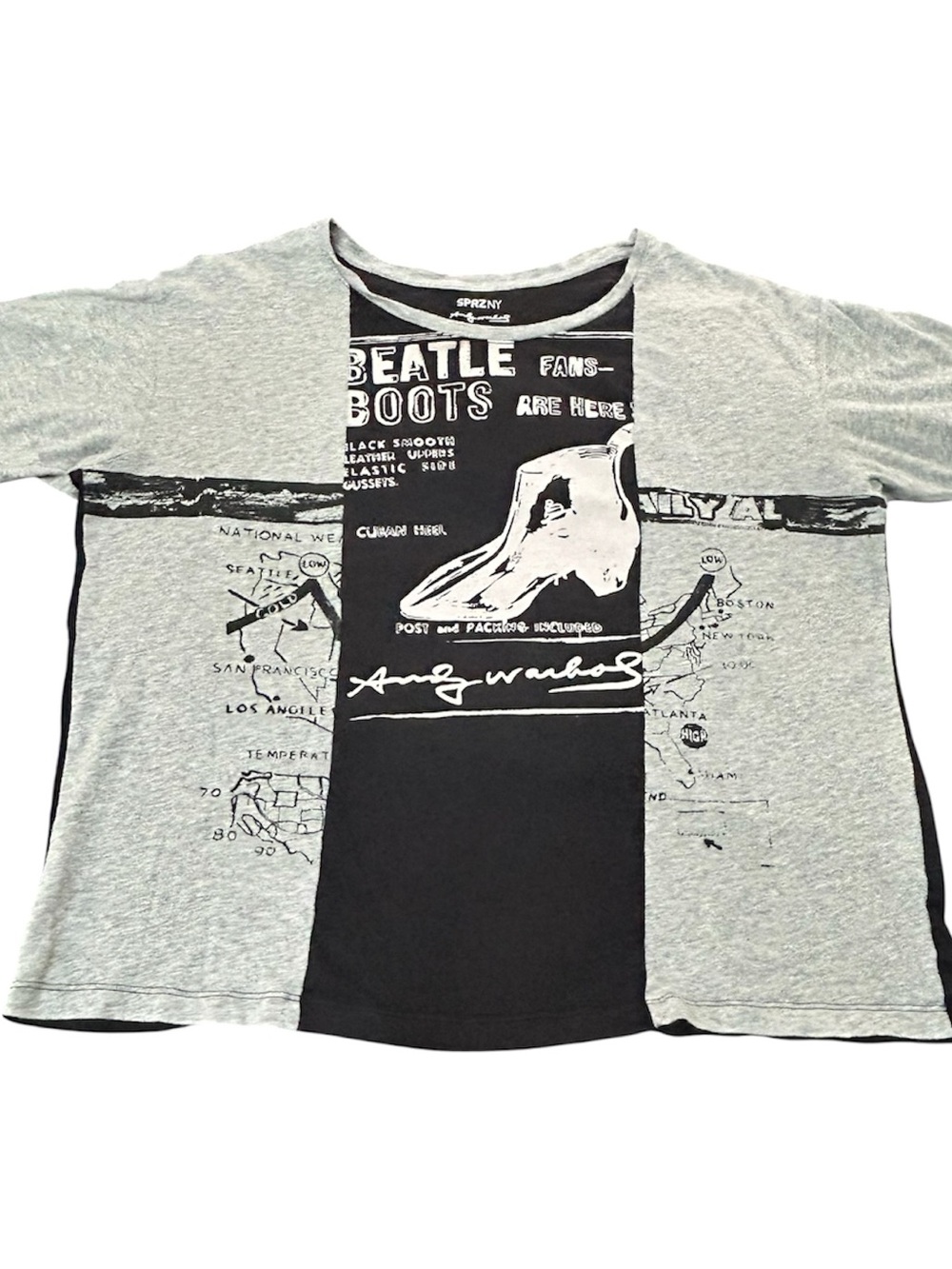 Uniqlo Men’s Short Sleeve Graphic Tee Grey & Black SPRZ NY Andy Warhol Chest 23” - Picture 8 of 9